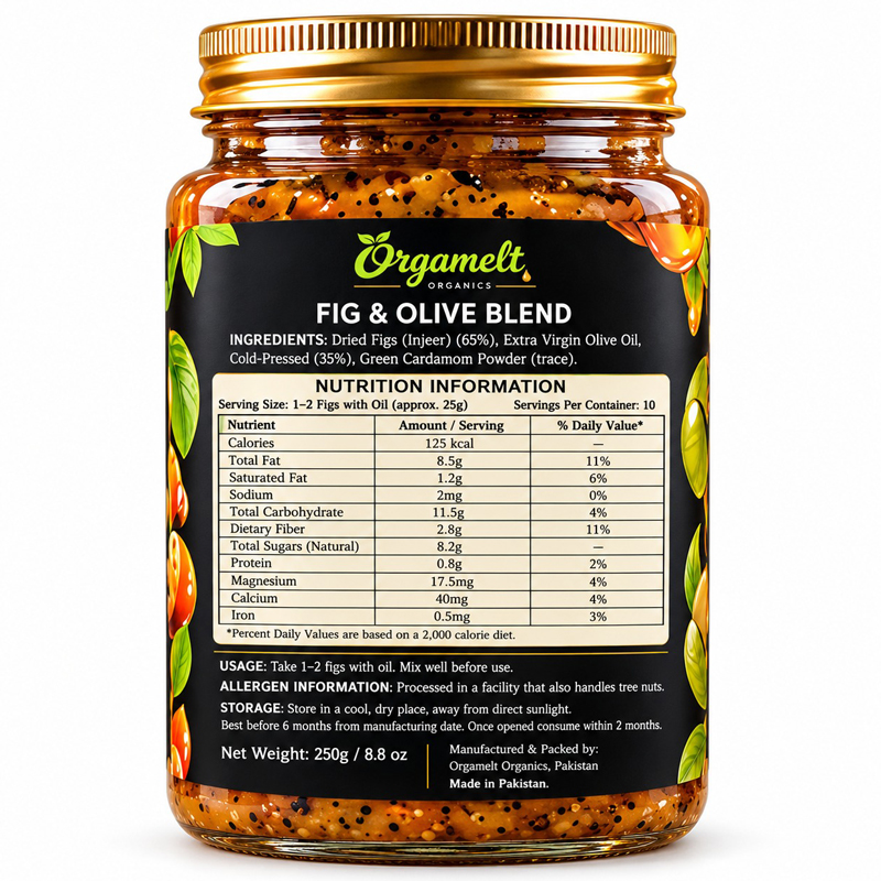 Orgamelt Organics Fig & Olive Blend – Dried Figs in Extra Virgin Olive Oil | 250g - Image 4