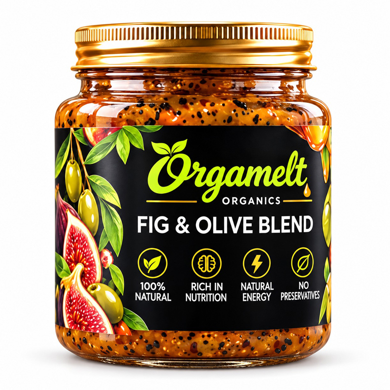 Orgamelt Organics Fig & Olive Blend – Dried Figs in Extra Virgin Olive Oil | 250g - Image 2