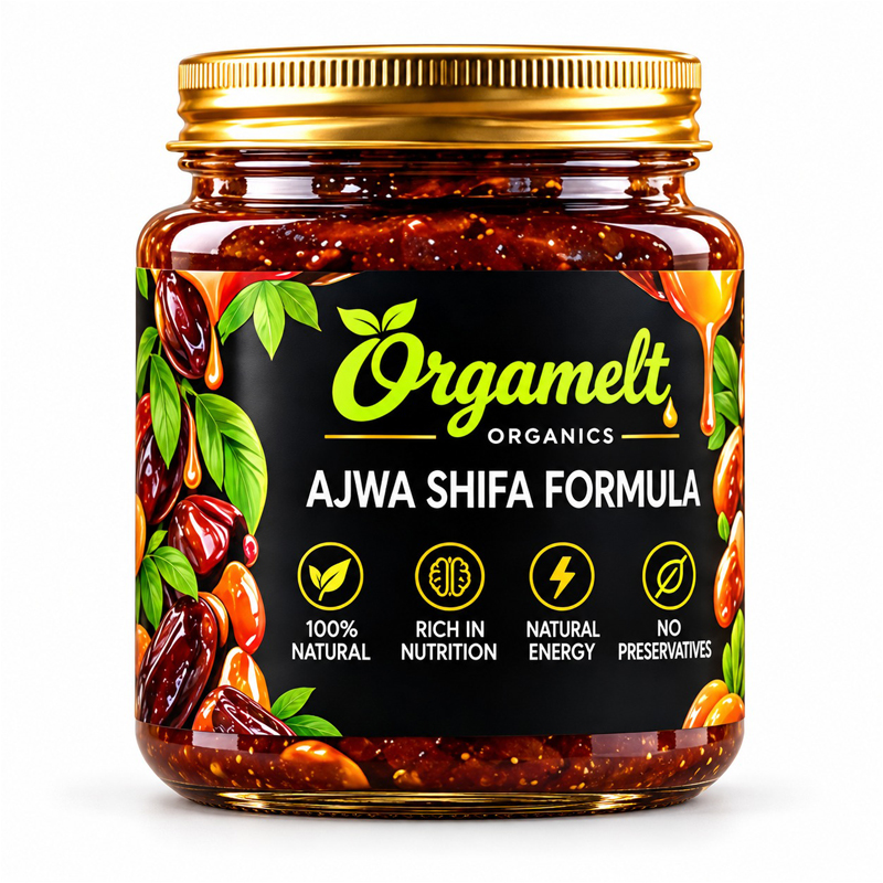 Orgamelt Organics Ajwa Shifa Formula – Ajwa Dates, Honey & Black Seed Spread | 250g - Image 2